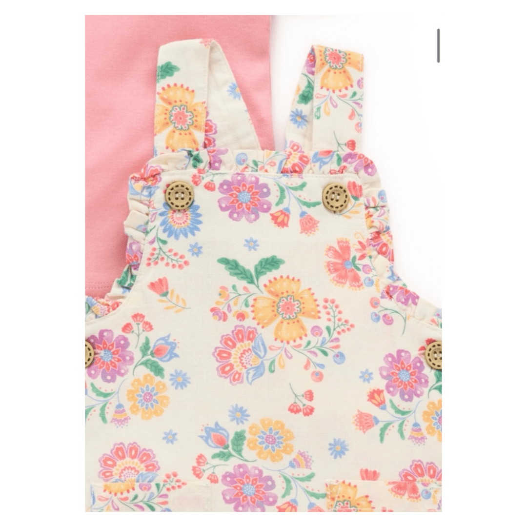Pure Baby 0-3 Months to 5 Years Floral Linen Blend Overall Set - Mexican Floral