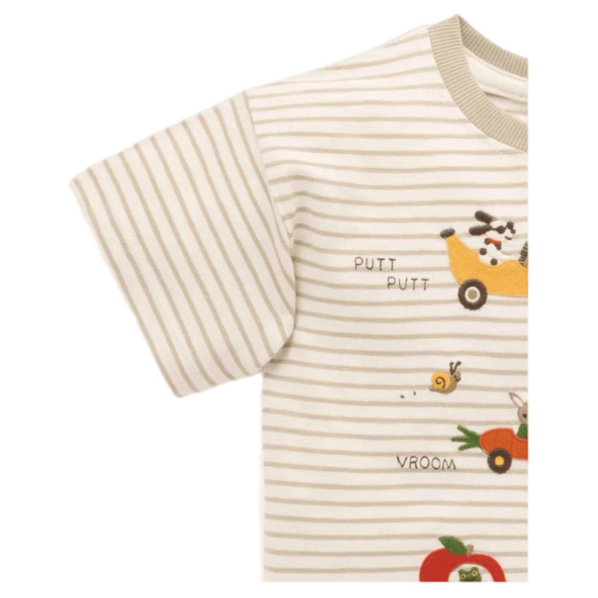 Pure Baby 0-3 Months to 5 Years Garden Cars Tee - Beech Stripe