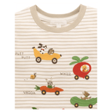 Pure Baby 0-3 Months to 5 Years Garden Cars Tee - Beech Stripe