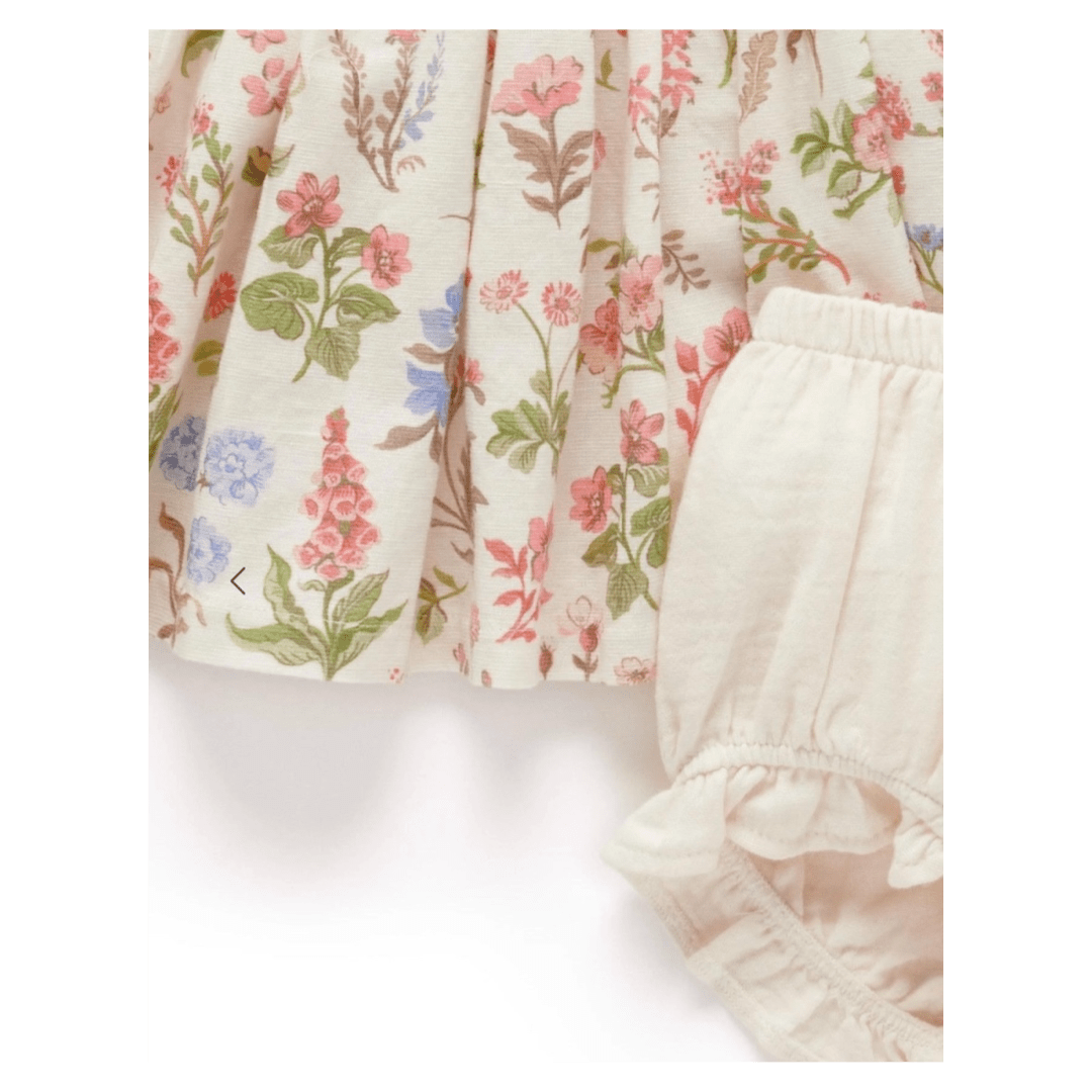 Pure Baby 0-3 Months to 5 Years Linen Blend Dress - Dune Flowers