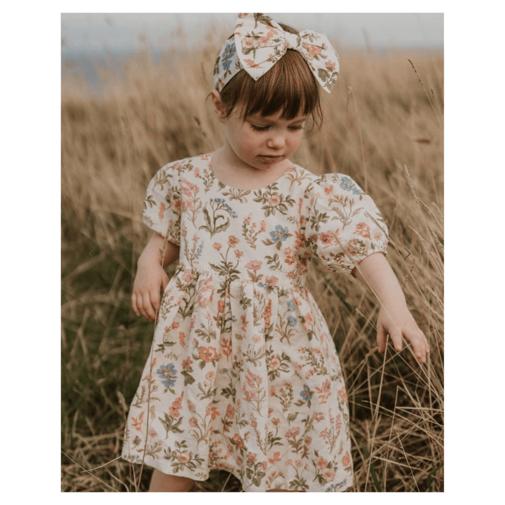 Pure Baby 0-3 Months to 5 Years Linen Blend Dress - Dune Flowers