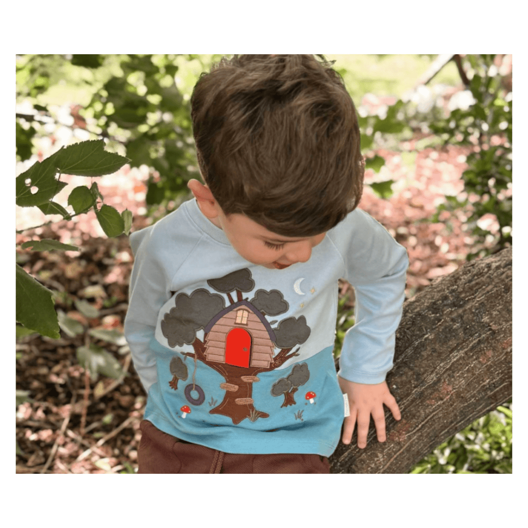 Pure Baby 0-3 Months to 5 Years Long Sleeve Thick Tee - Tree House Moonstone