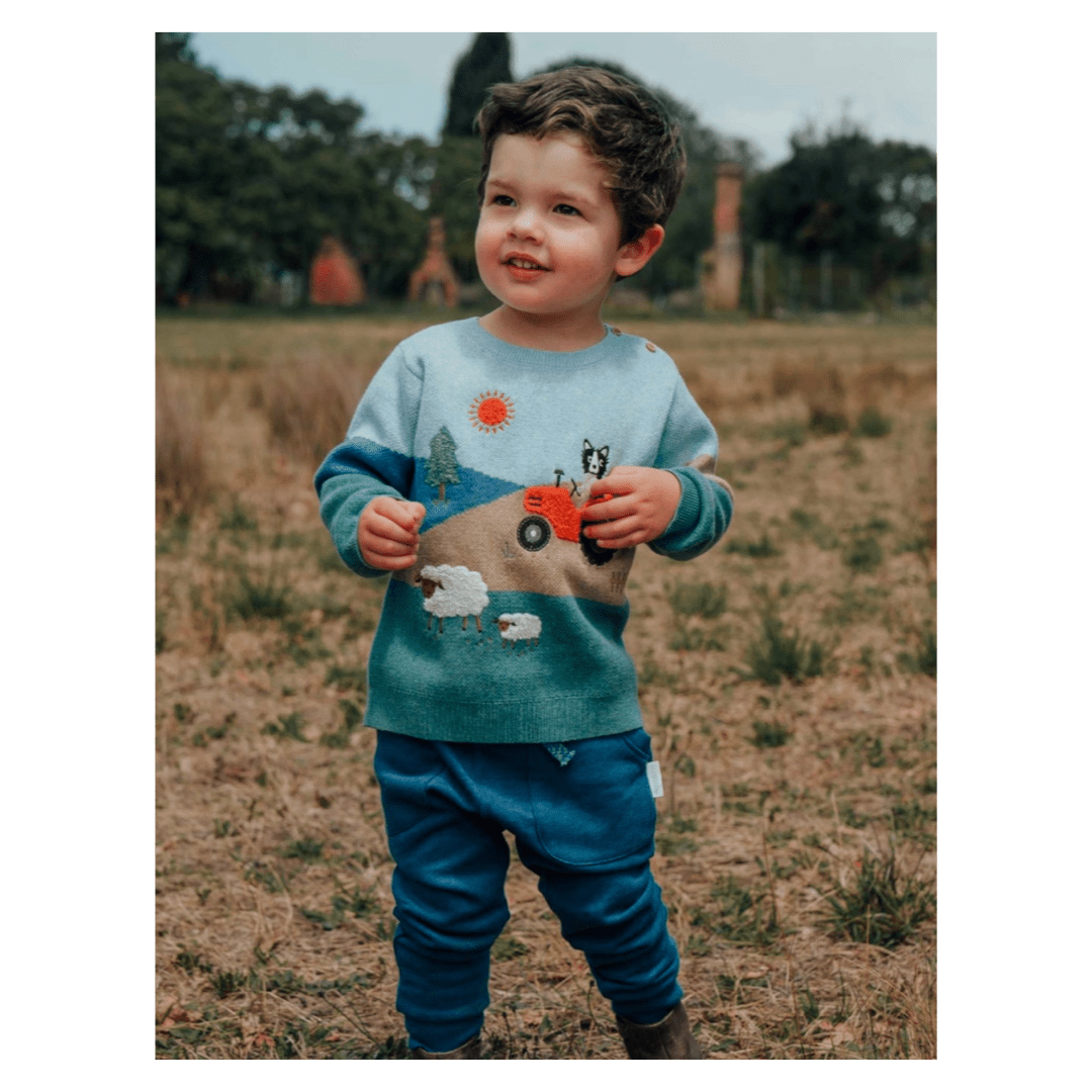 Pure Baby 0-3 Months to 5 Years Pasture Jumper - Tractor Jacquard