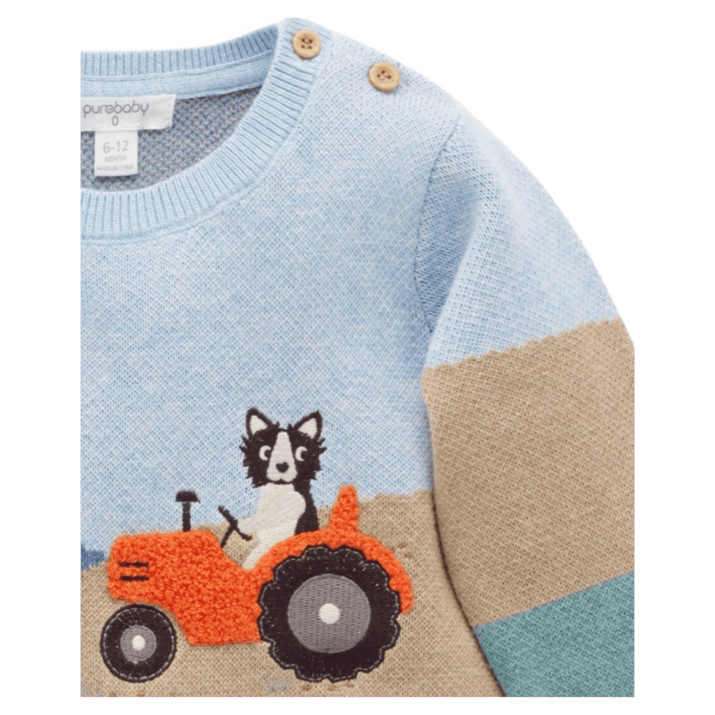 Pure Baby 0-3 Months to 5 Years Pasture Jumper - Tractor Jacquard