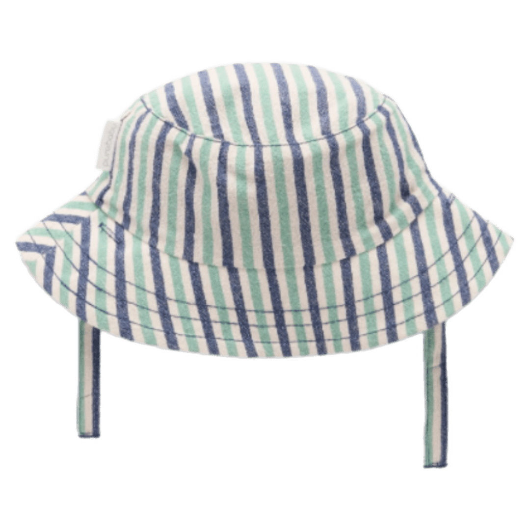 Pure Baby 0-3 Months to 5 Years Reversible Striped Bucket Hat - Iguana Stripe