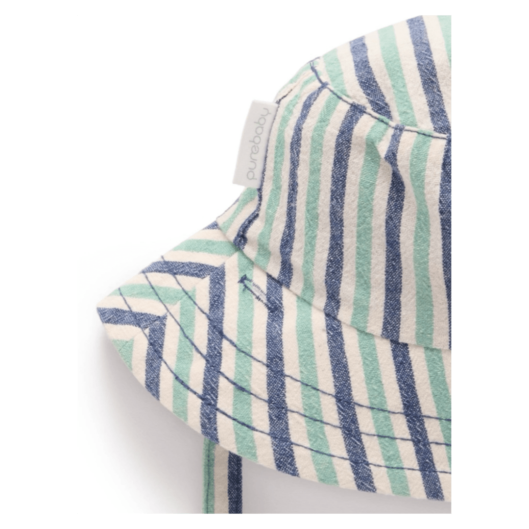 Pure Baby 0-3 Months to 5 Years Reversible Striped Bucket Hat - Iguana Stripe