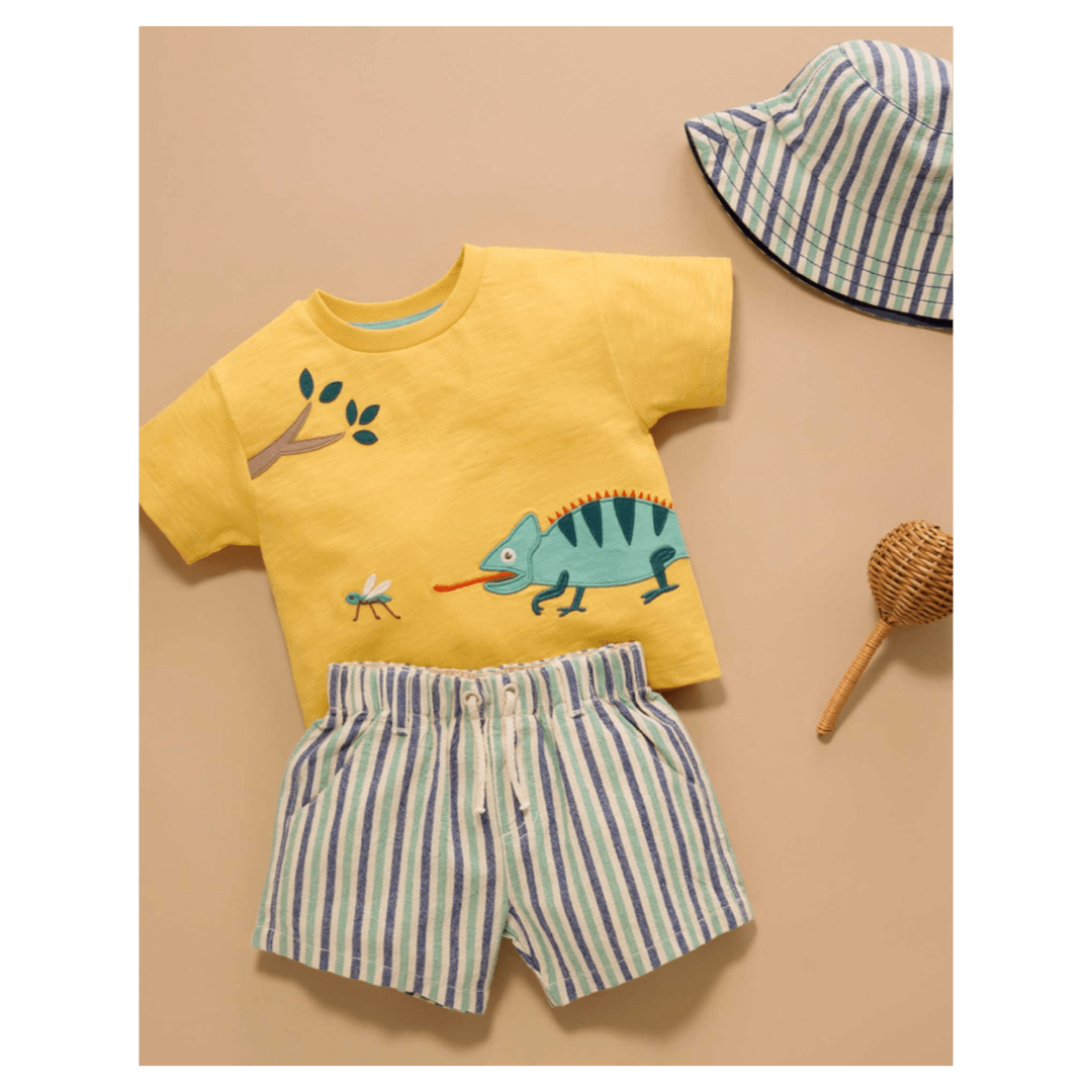 Pure Baby 0-3 Months to 5 Years Reversible Striped Bucket Hat - Iguana Stripe