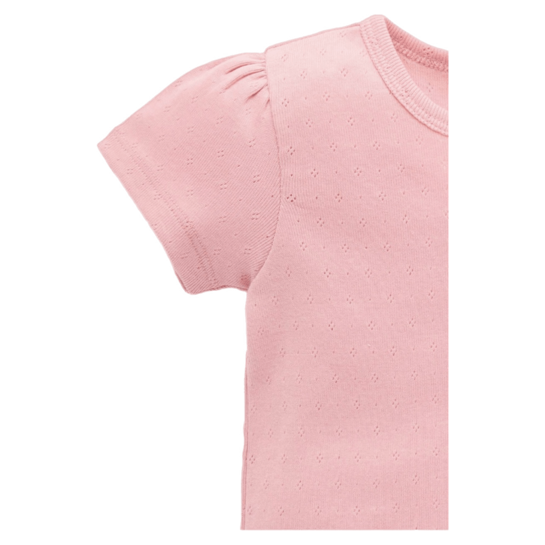 Pure Baby 0-3 Months to 5 Years Short Sleeve Pointelle Tee - Papaya