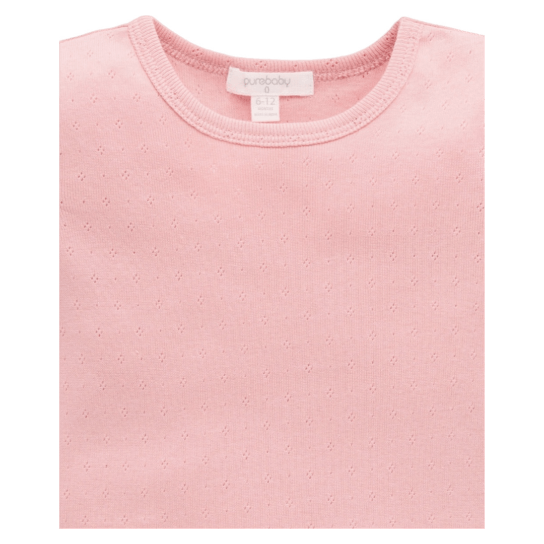 Pure Baby 0-3 Months to 5 Years Short Sleeve Pointelle Tee - Papaya