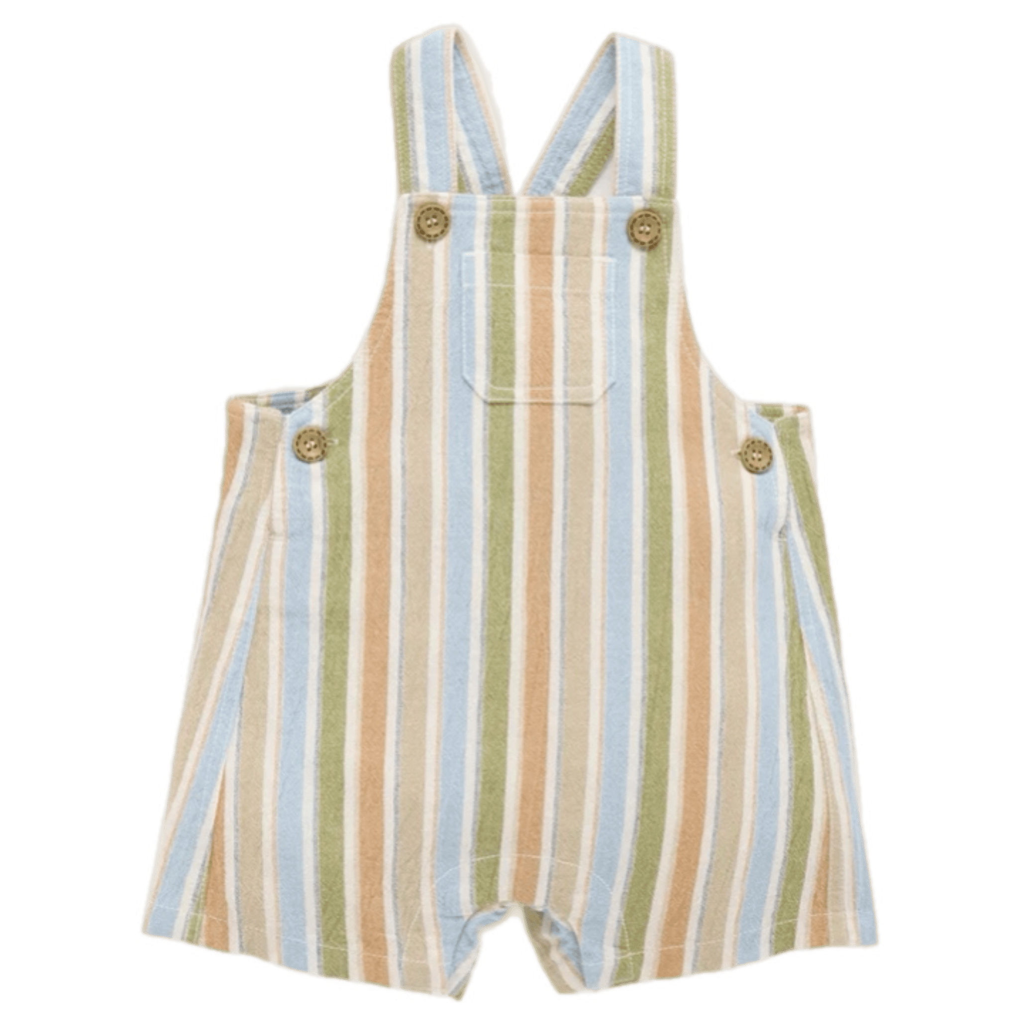 Pure Baby 0-3 Months to 5 Years Striped Overall Set - Olive Stripe