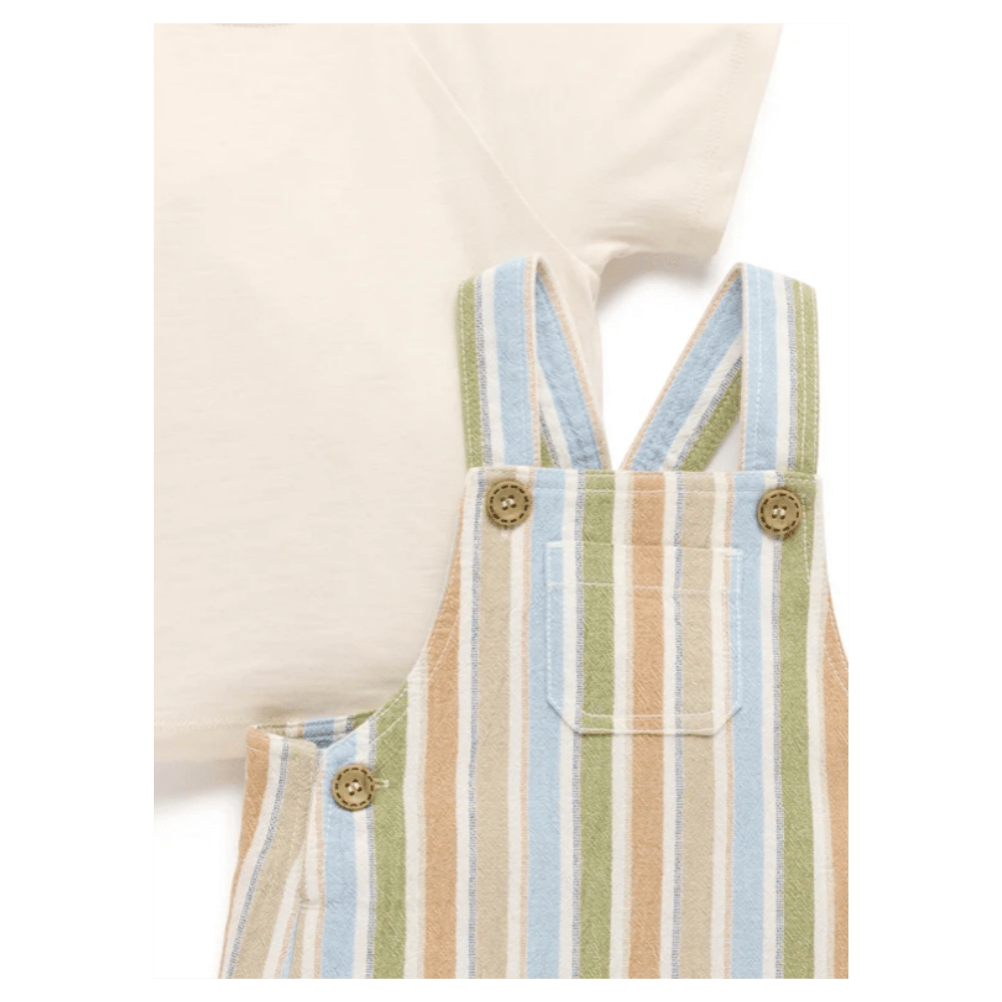 Pure Baby 0-3 Months to 5 Years Striped Overall Set - Olive Stripe