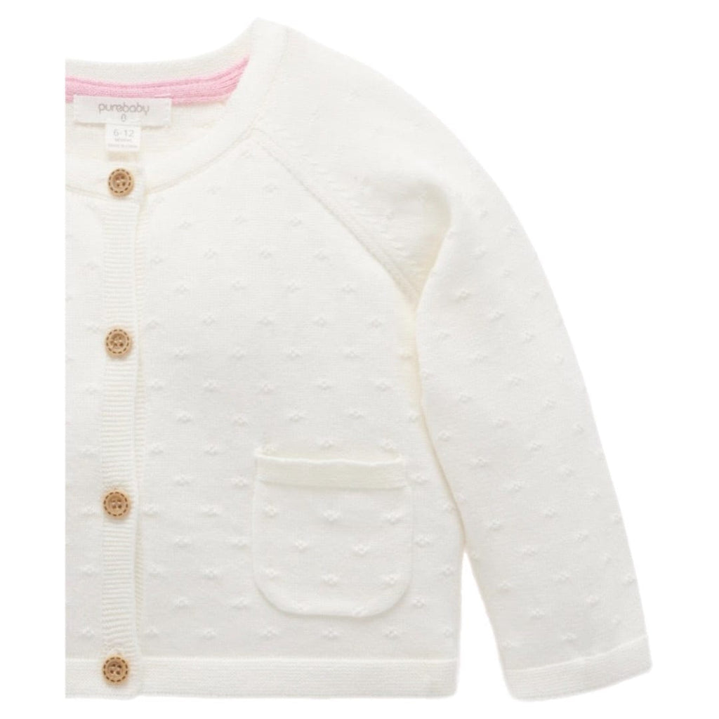 Pure Baby 0-3 Months to 5 Years Textured Cardigan - Cloud