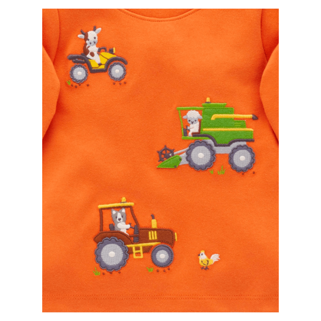 Pure Baby 0-3 Months to 5 Years Thick Tee Working on the Farm - Pumpkin