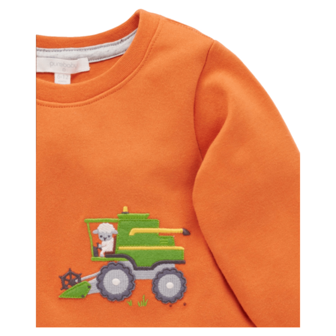 Pure Baby 0-3 Months to 5 Years Thick Tee Working on the Farm - Pumpkin