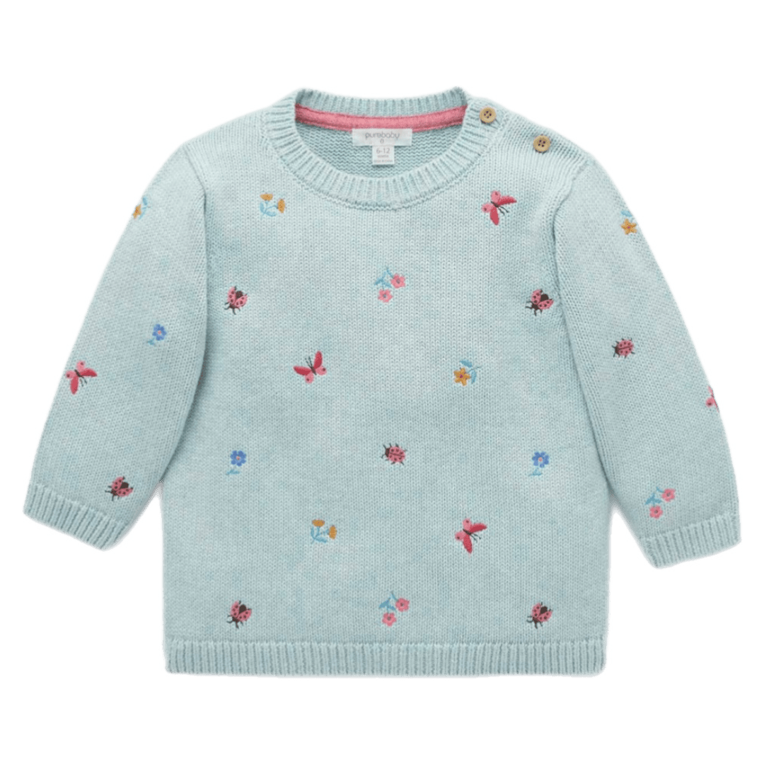 Pure Baby 0-3M Embroidered Jumper - Ladybird Broderie