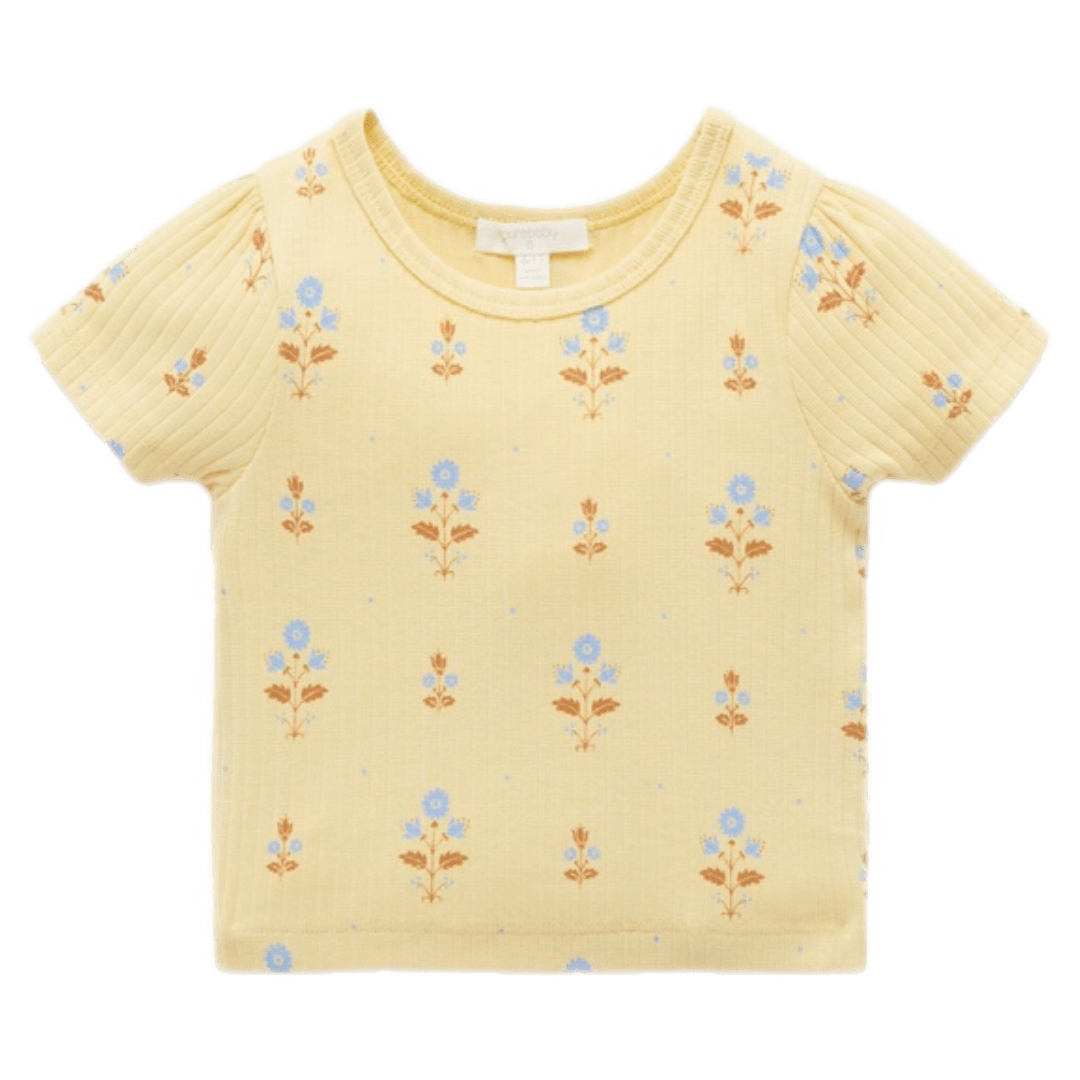 Pure Baby 3 Years to 5 Years Short Sleeve Rib Tee - Block