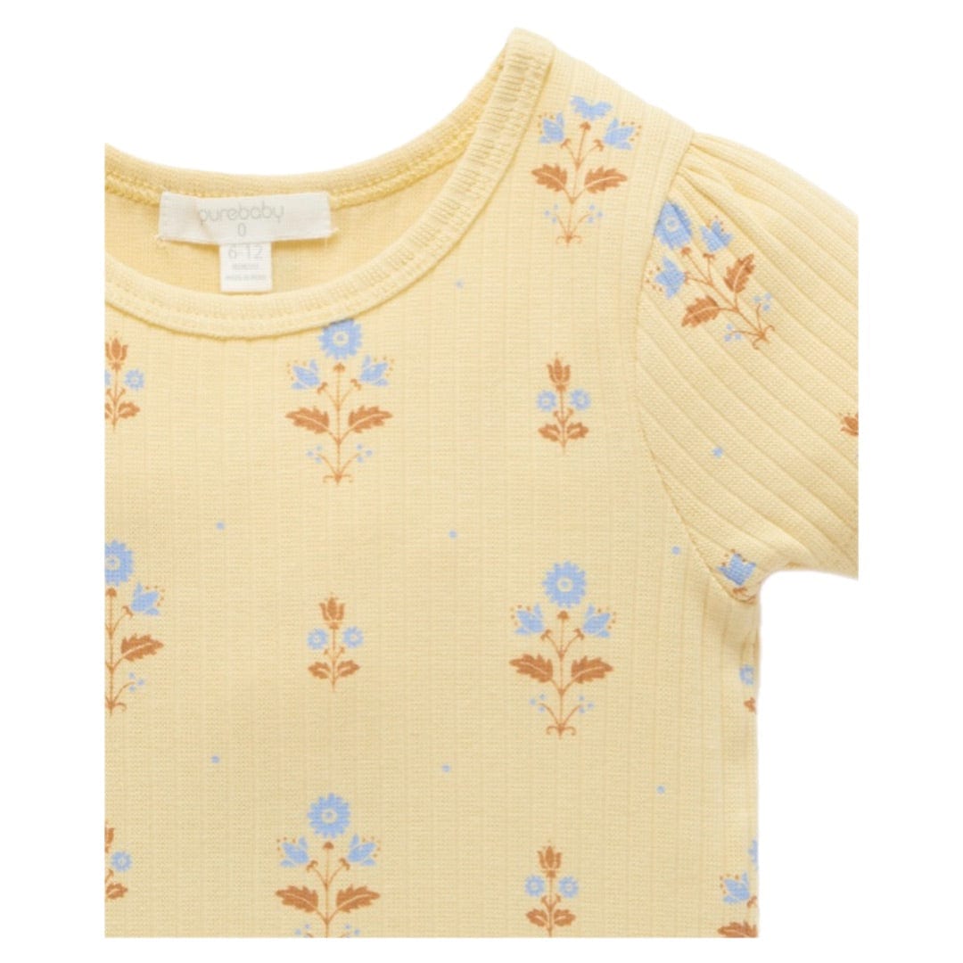 Pure Baby 3 Years to 5 Years Short Sleeve Rib Tee - Block