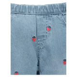 Pure Baby 6-12 Months to 5 Years Embroidered Wide Leg Jeans - Large Strawberry Broderie