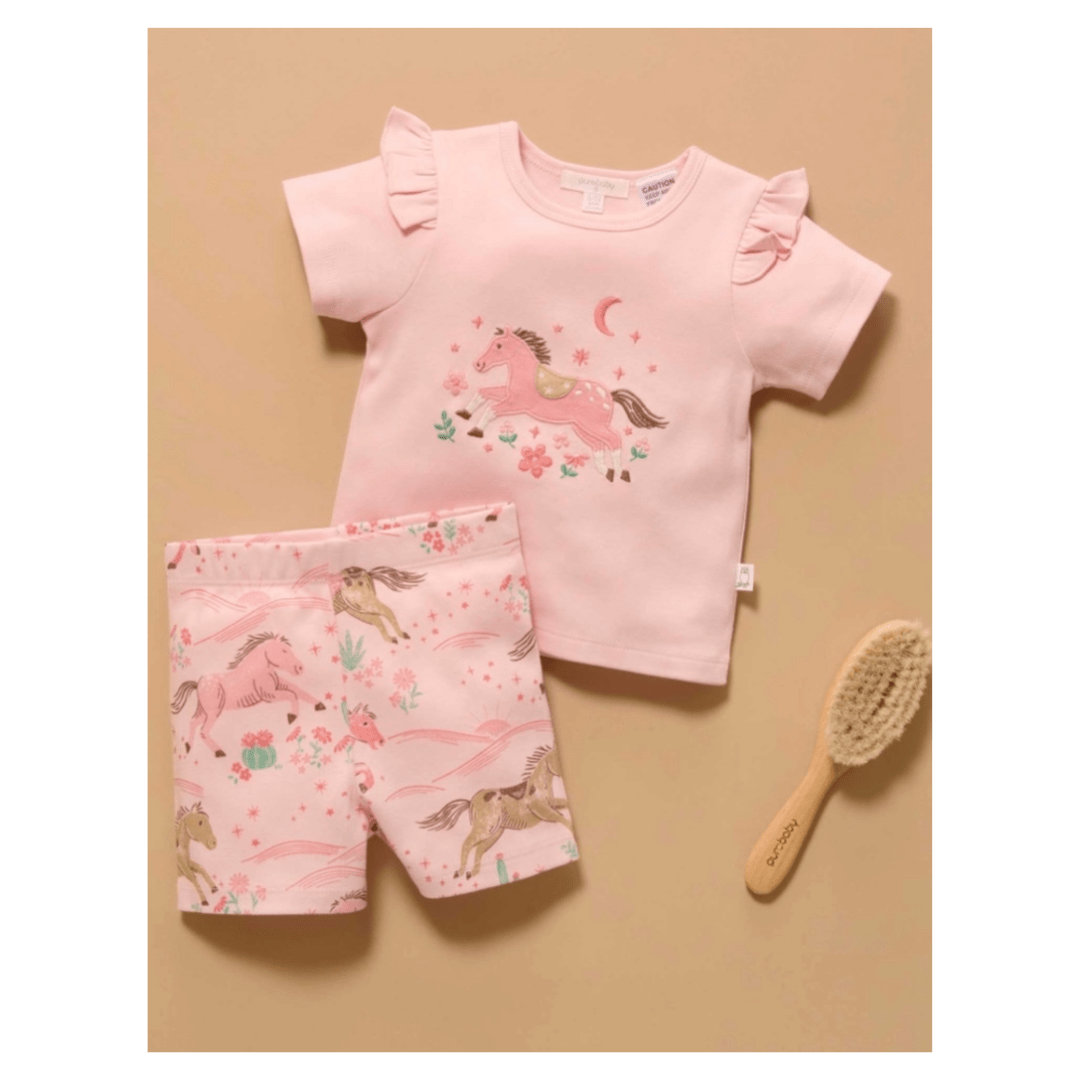 Pure Baby 6-12 Months to 5 Years Ruffle Button Up PJ Set - Desert Horses
