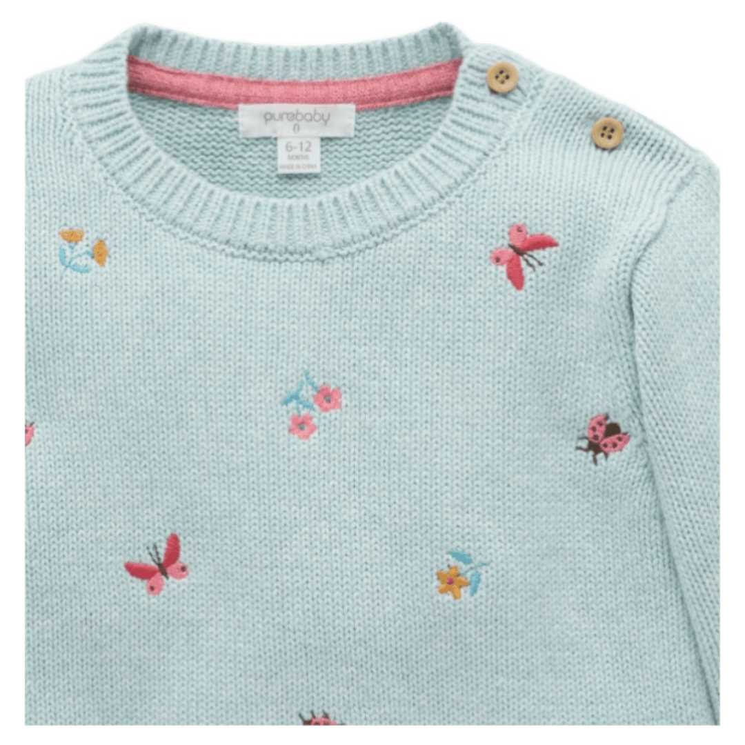 Pure Baby Embroidered Jumper - Ladybird Broderie