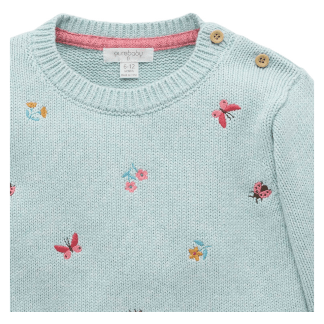 Pure Baby Embroidered Jumper - Ladybird Broderie