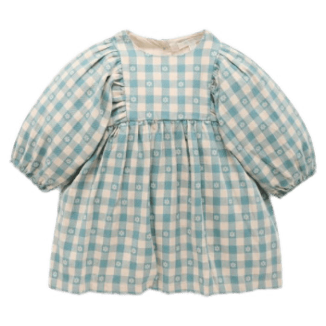Pure Baby Gathered Dress - Floral Gingham