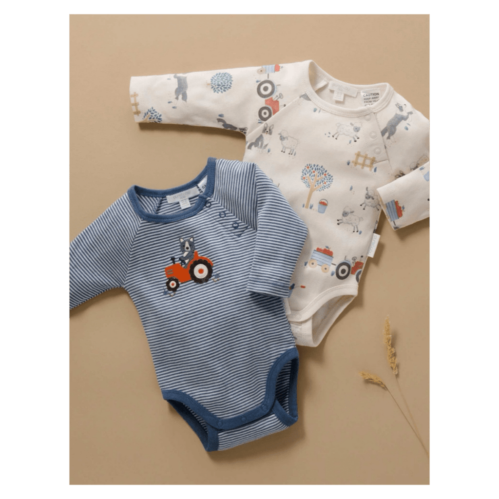 Pure Baby Newborn to 1 Year 2 Pack Bodysuit - Herding Sheep