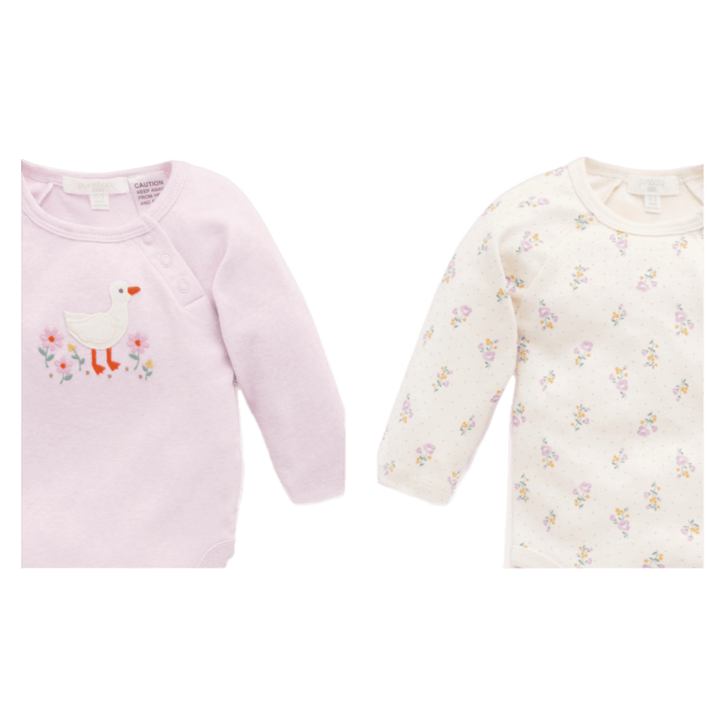 Pure Baby Newborn to 1 Year 2 Pack Bodysuit - Primrose