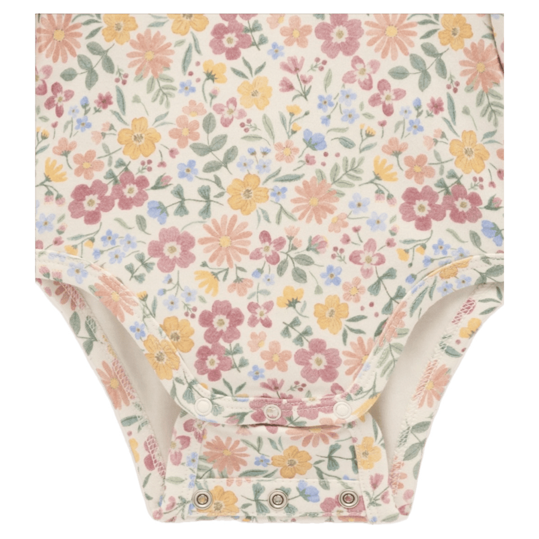 Pure Baby Newborn to 1 Year Long Sleeve Bodysuit with Collar - Wild Flower