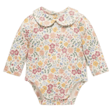 Pure Baby Newborn to 1 Year Long Sleeve Bodysuit with Collar - Wild Flower
