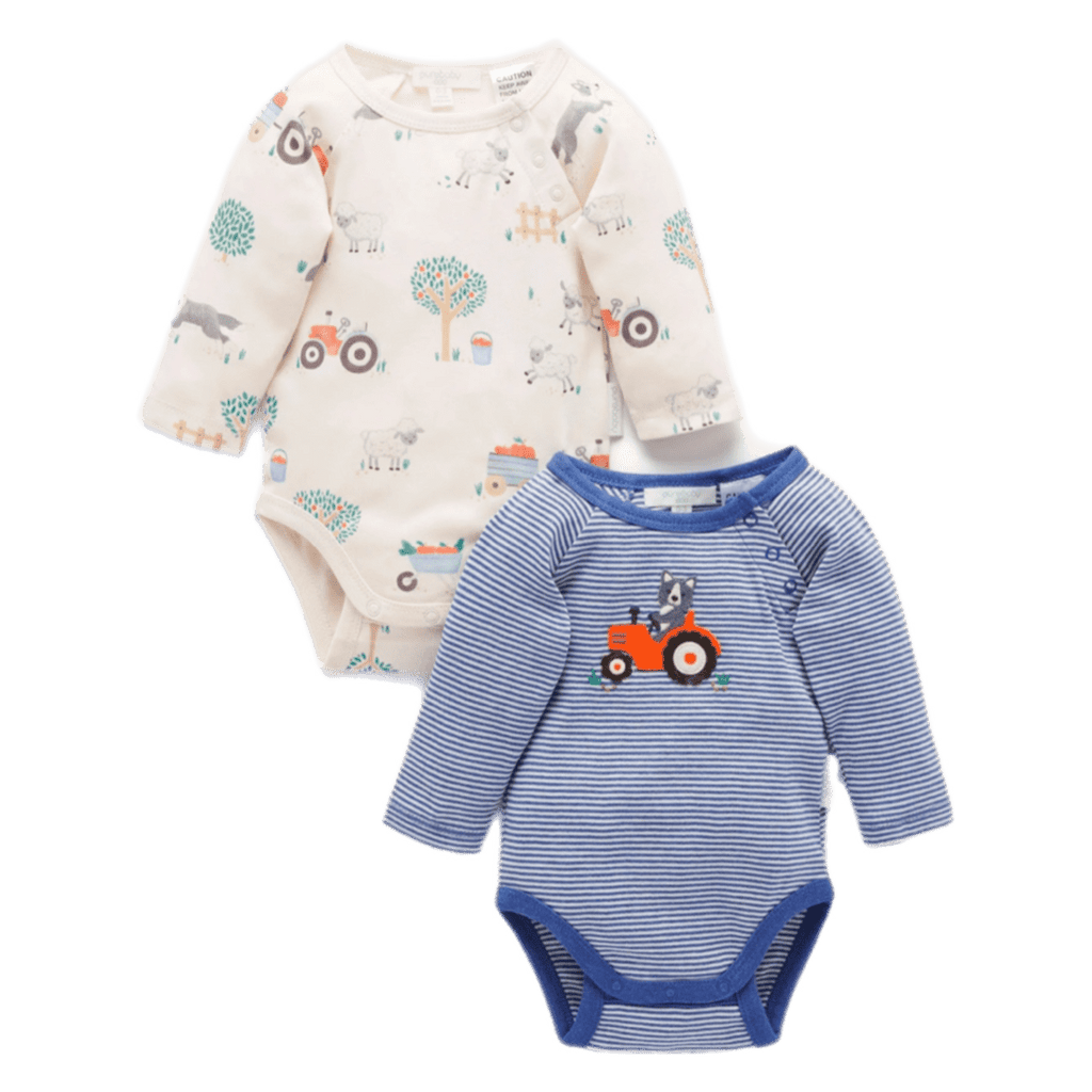 Pure Baby Newborn to 1 Year NB 2 Pack Bodysuit - Herding Sheep