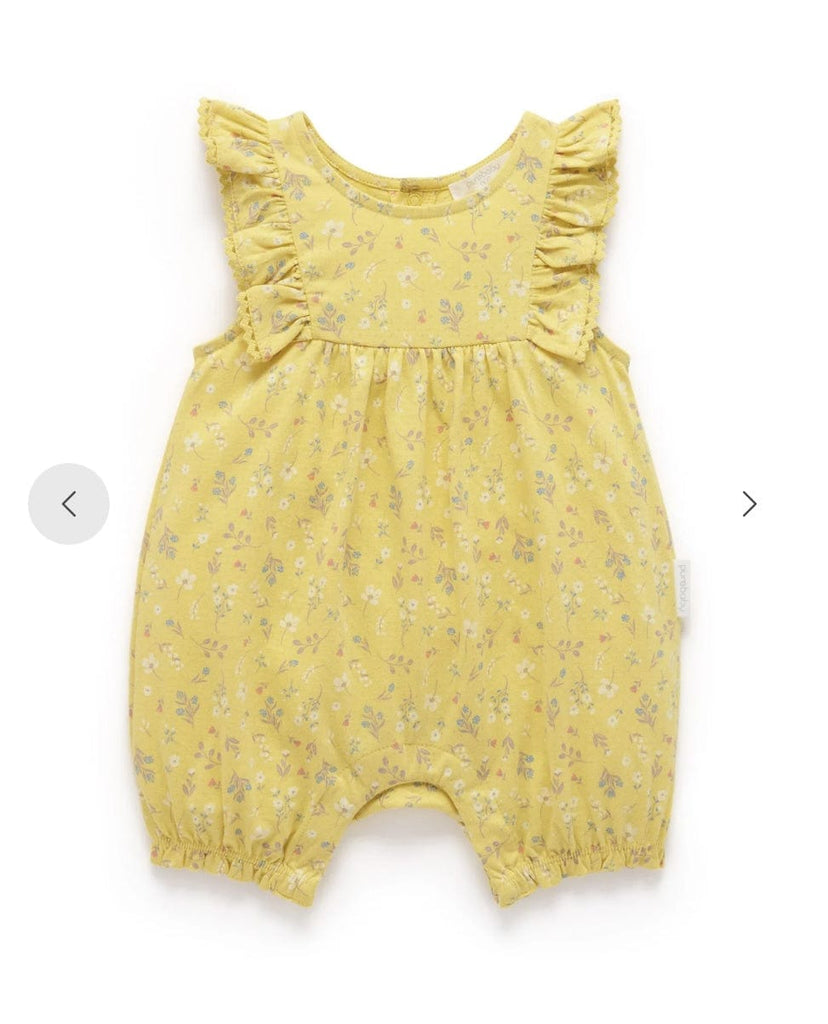 Pure Baby Newborn to 1 Year NB Ruffle Shortie Growsuit - Sunshine Floral