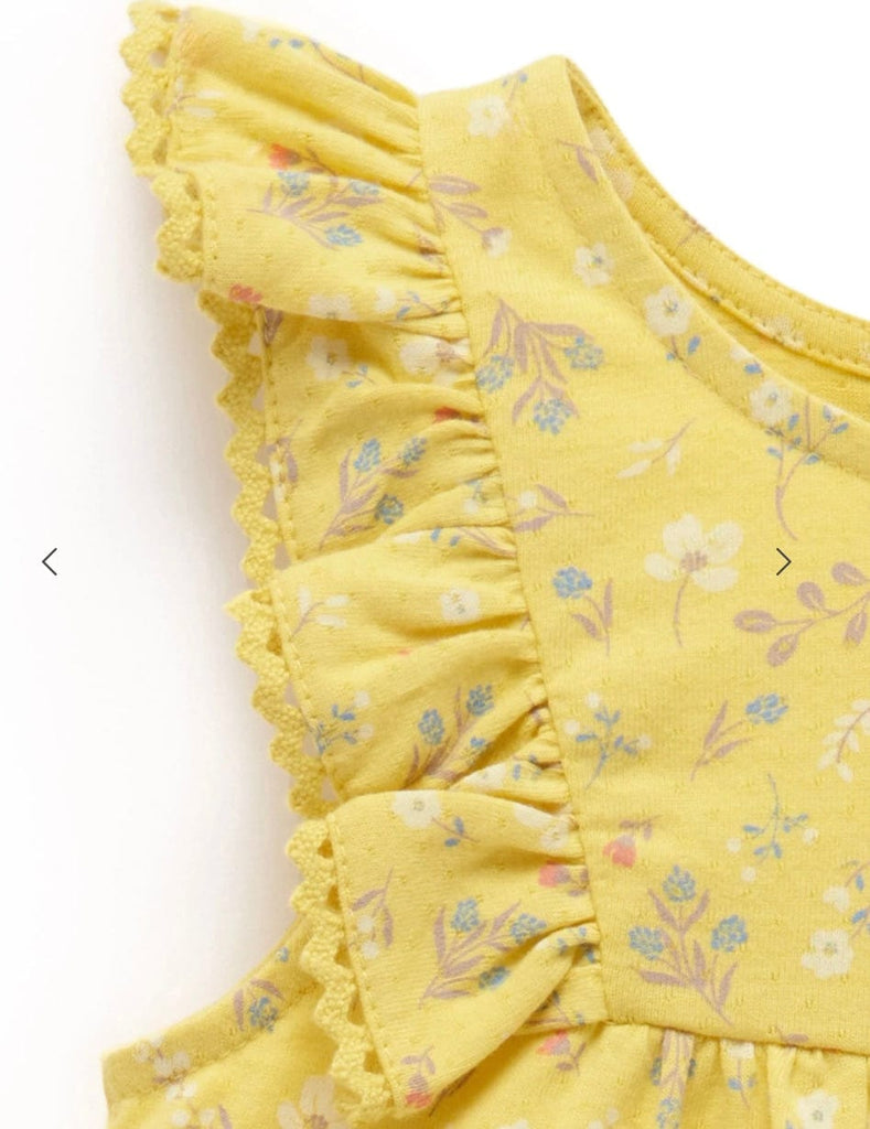 Pure Baby Newborn to 1 Year Ruffle Shortie Growsuit - Sunshine Floral