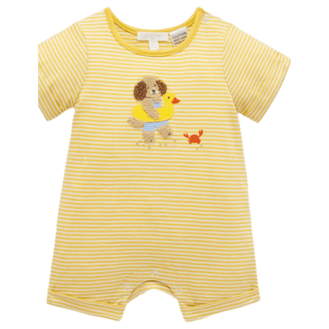Pure Baby Newborn to 2 Years Striped Short Growsuit - Pineapple Mini Stripe