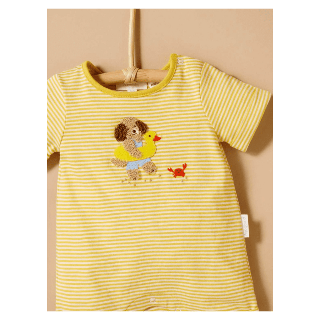 Pure Baby Newborn to 2 Years Striped Short Growsuit - Pineapple Mini Stripe