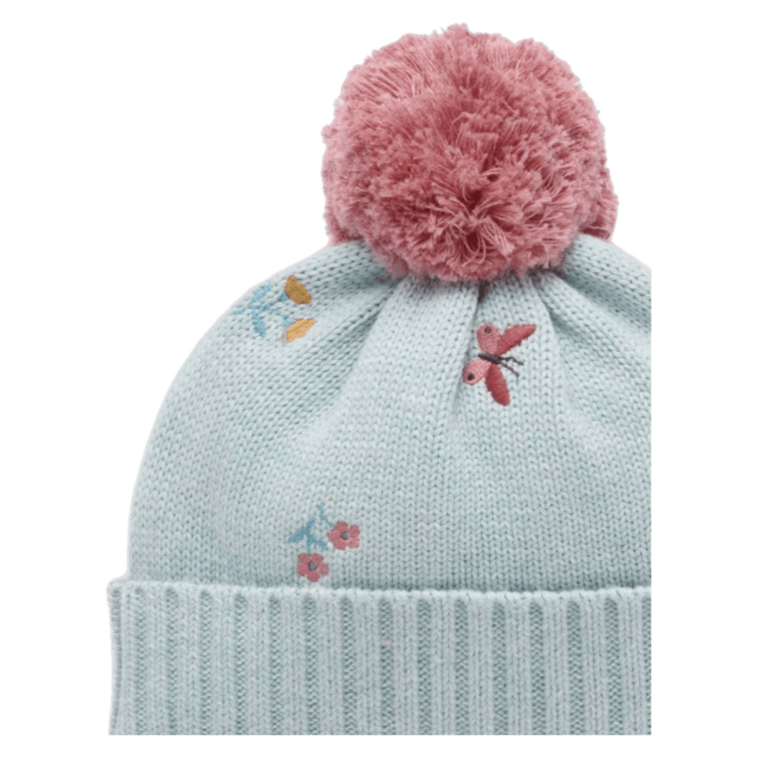 Pure Baby XSmall/Medium to Medium/Large Embroidered Beanie - Ladybird Broderie