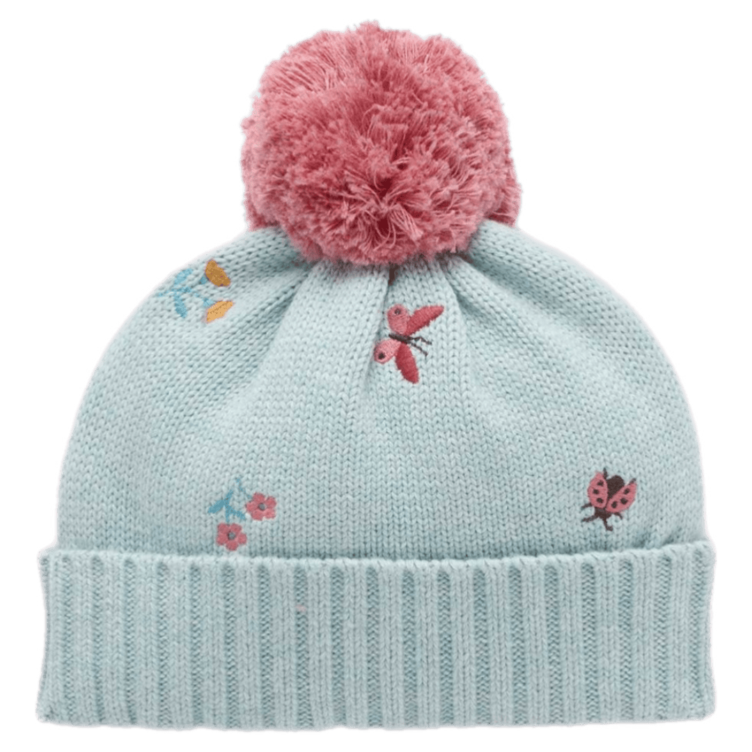 Pure Baby XSmall/Medium to Medium/Large XS/SM Embroidered Beanie - Ladybird Broderie