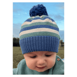 Pure Baby XSmall/Small to Medium/Large Striped Beanie - Duck Egg Stripe