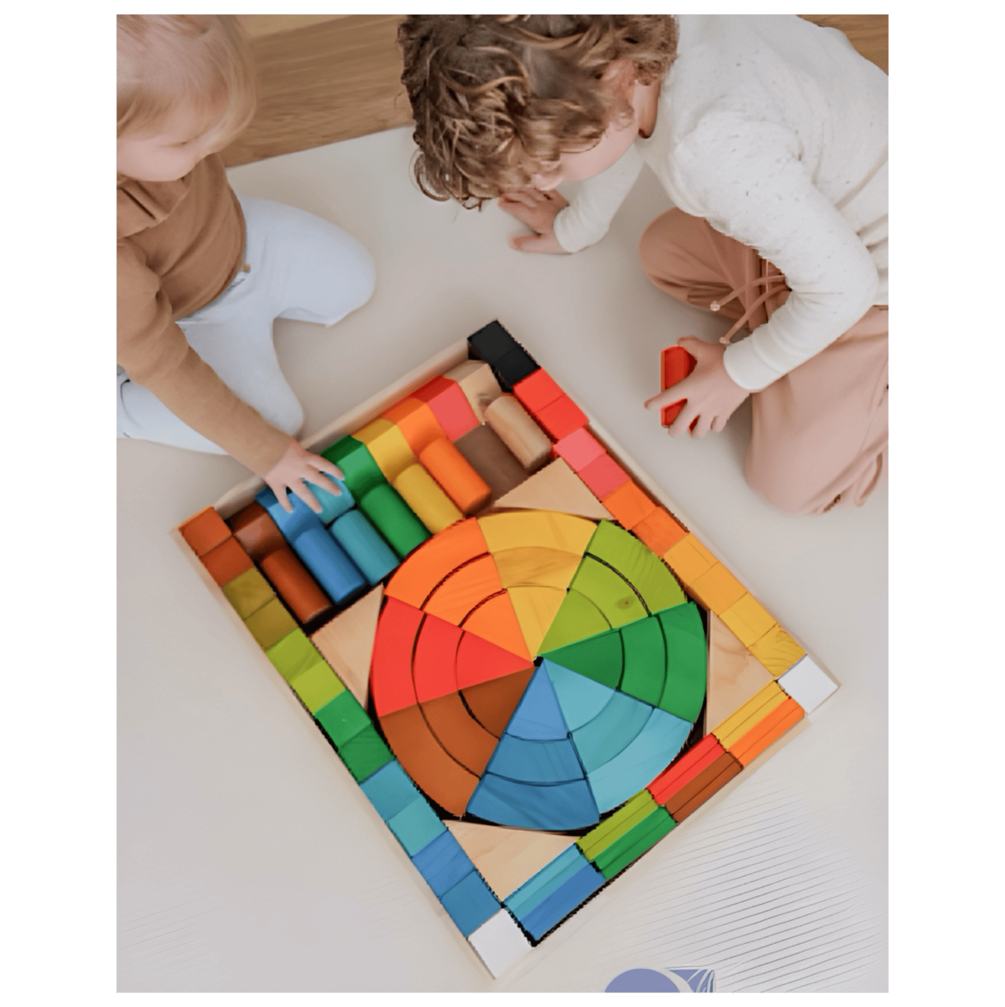 QToys 12 Months Plus Jumbo Natural Rainbow Blocks