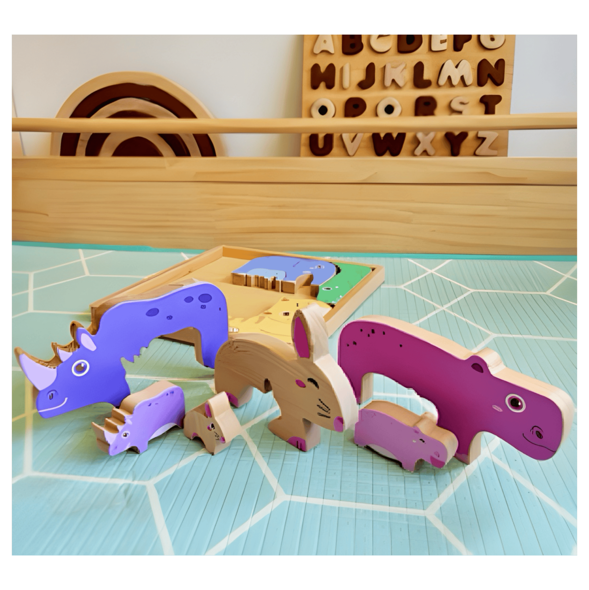 QToys 2 Plus Natural Animals Puzzle & Play Set