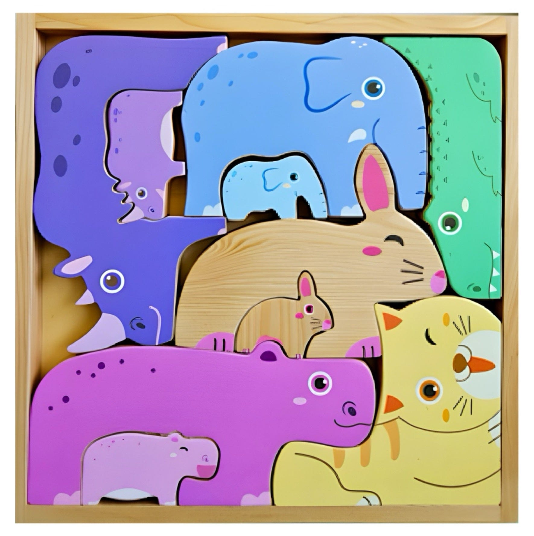 QToys 2 Plus Natural Animals Puzzle & Play Set