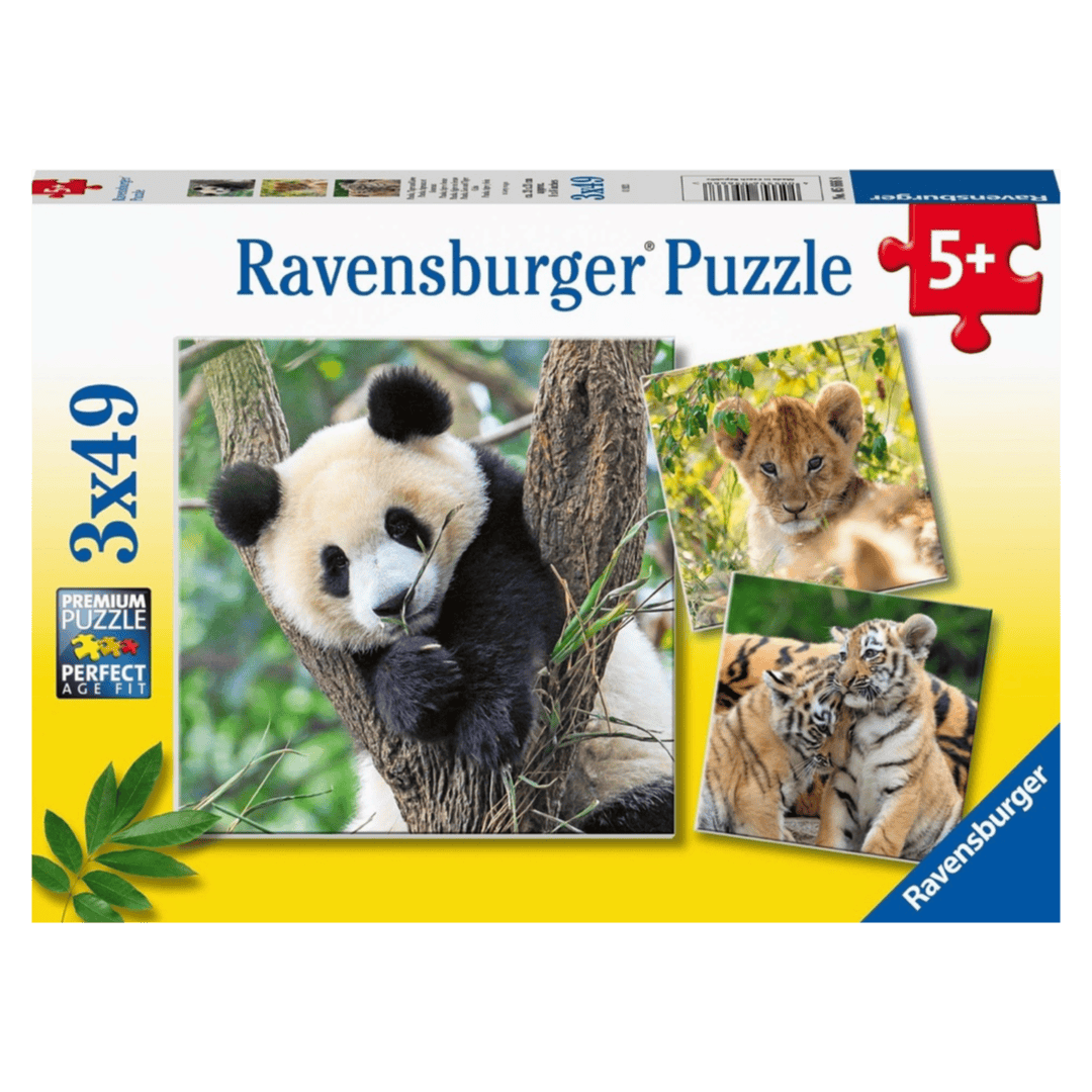 Ravensburger 5 Plus 3 x 49 Pc Puzzle - Panda, Lion and Tiger
