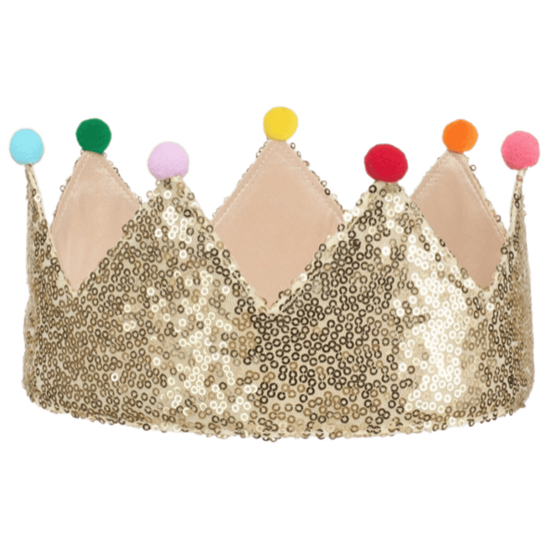 Rockahula Kids 3 Plus Gold Sequin Pom Pom Crown
