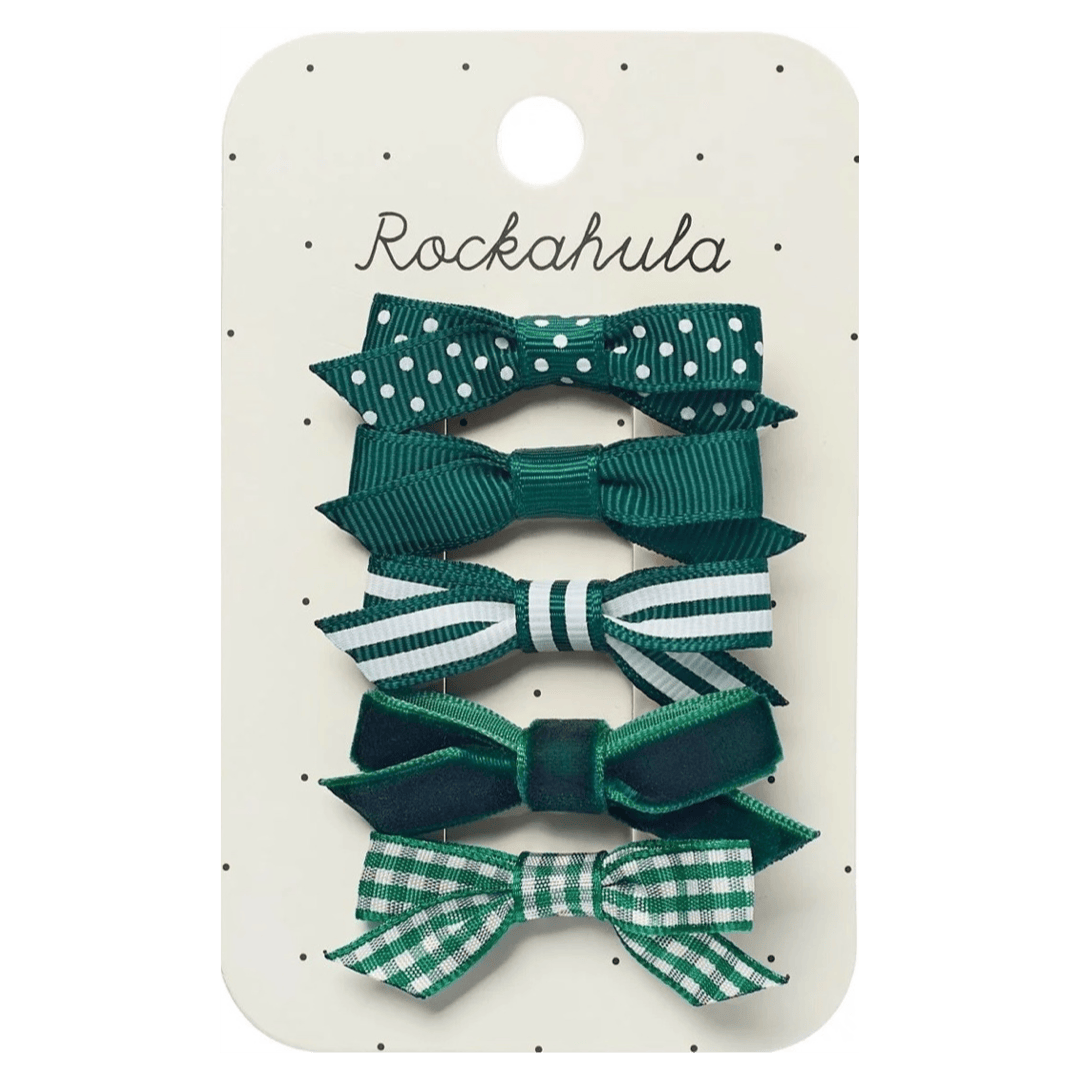 Rockahula Kids 3 Plus School Bow Clip Set - Green