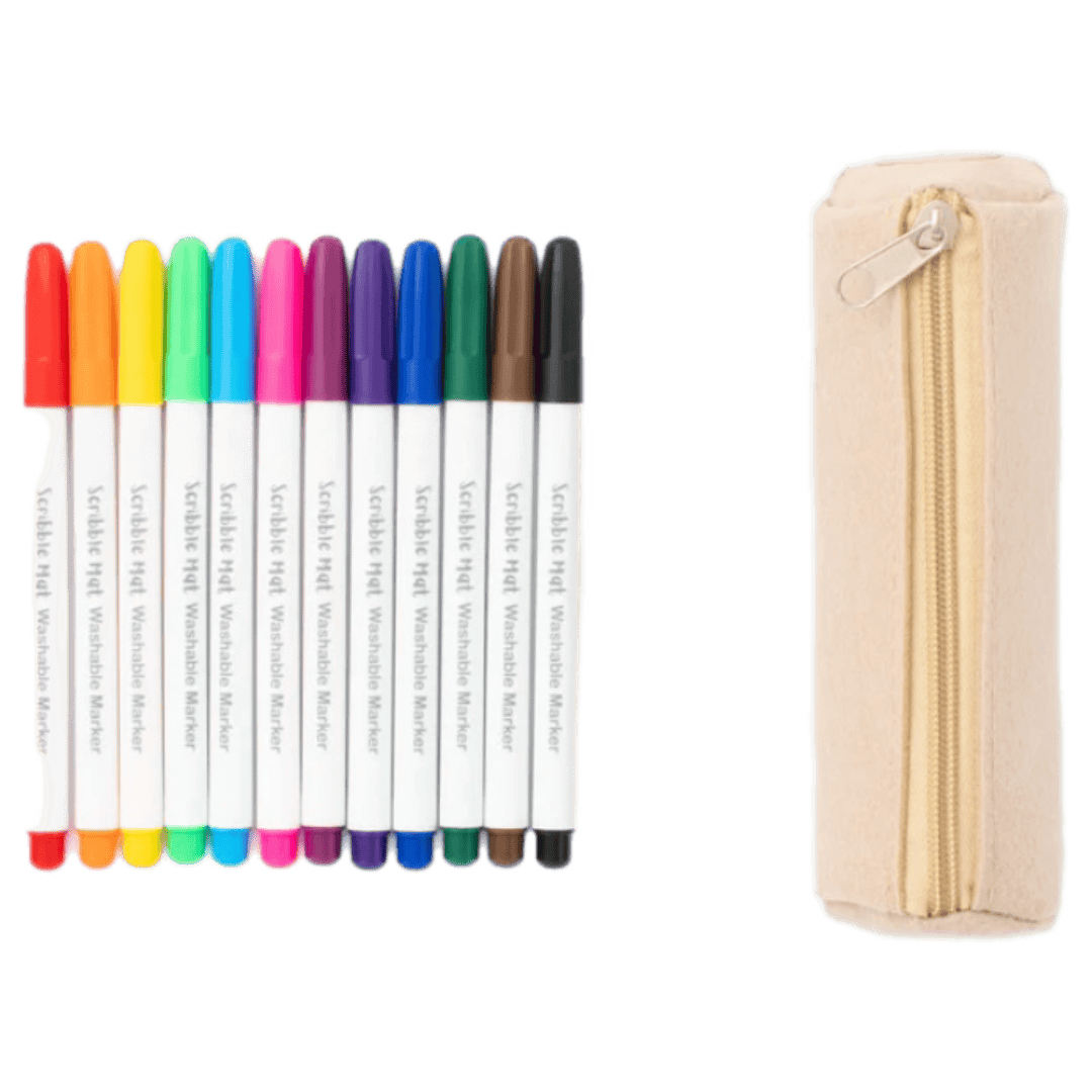Scribble Mat 3 Plus 12 Washable Pens in Felt Pencil Case
