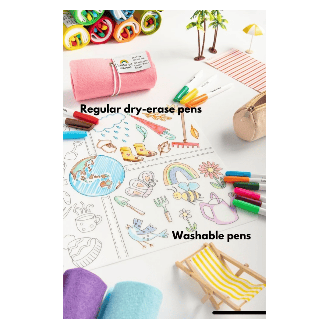 Scribble Mat 3 Plus 12 Washable Pens in Felt Pencil Case