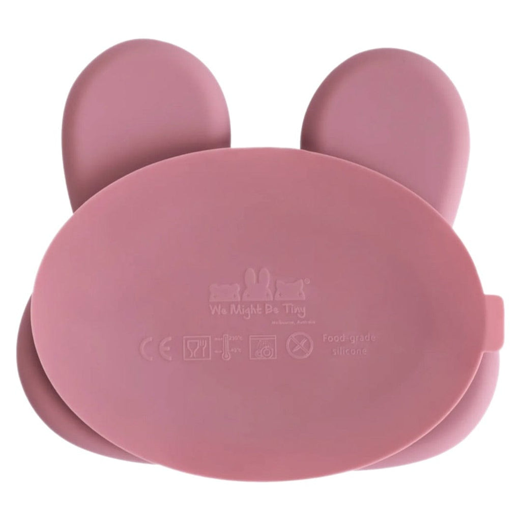 We Might Be Tiny 6 Months Plus Bunny Stickie Plate - Dusty Rose