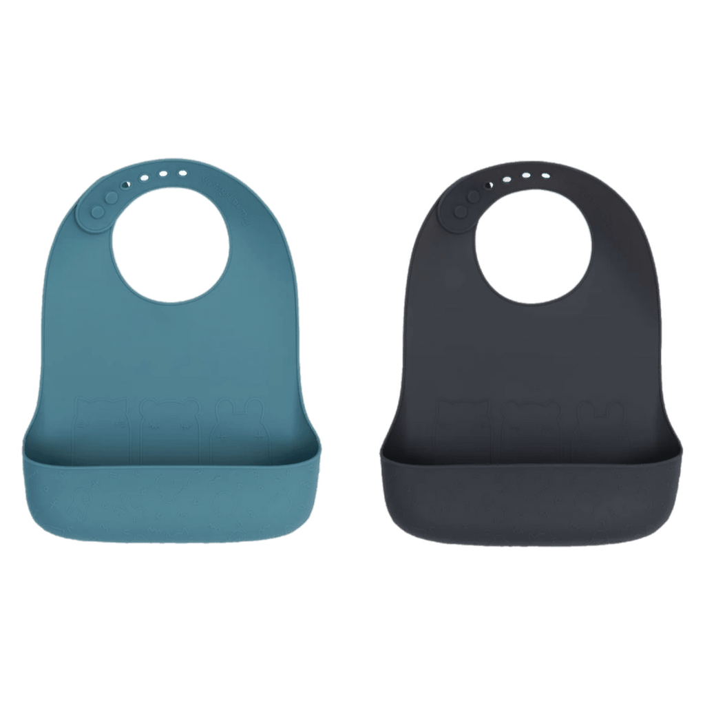 We Might Be Tiny 6 Months Plus Catchie Bib - Blue Dusk & Charcoal