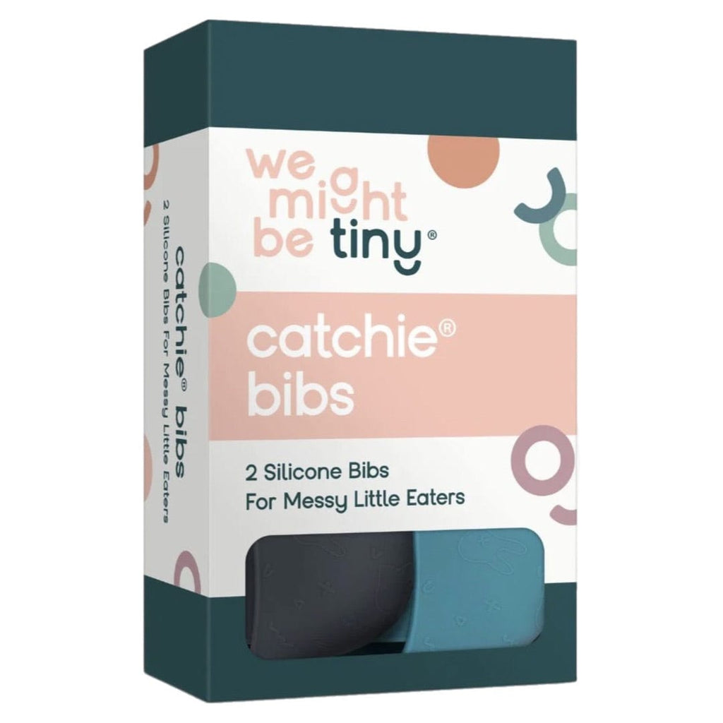 We Might Be Tiny 6 Months Plus Catchie Bib - Blue Dusk & Charcoal