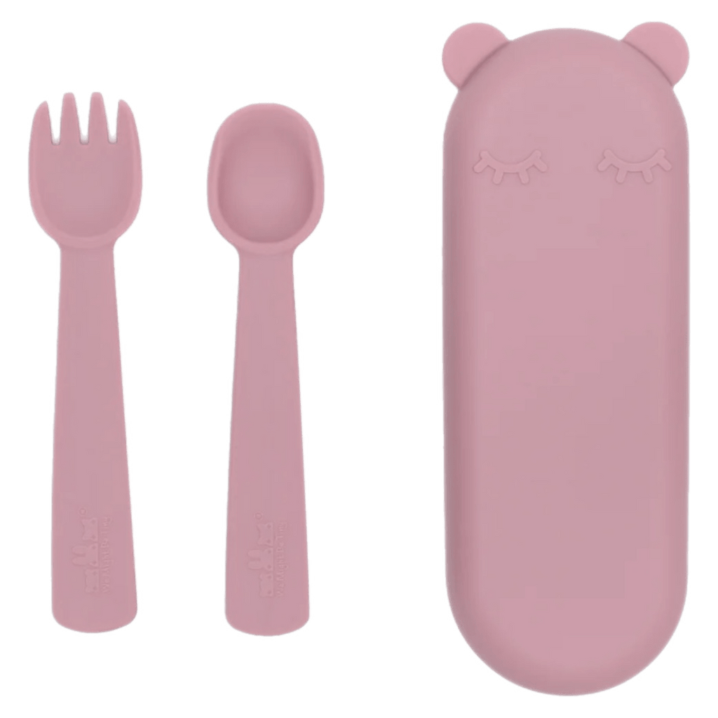 We Might Be Tiny 6 Months Plus Feedie Fork & Spoon Set - Dusty Rose